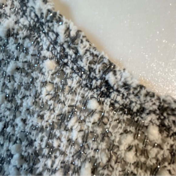 Aeropostale white gray fluffy crochet lace long sleeve soft sweater Size L - Picture 2 of 11